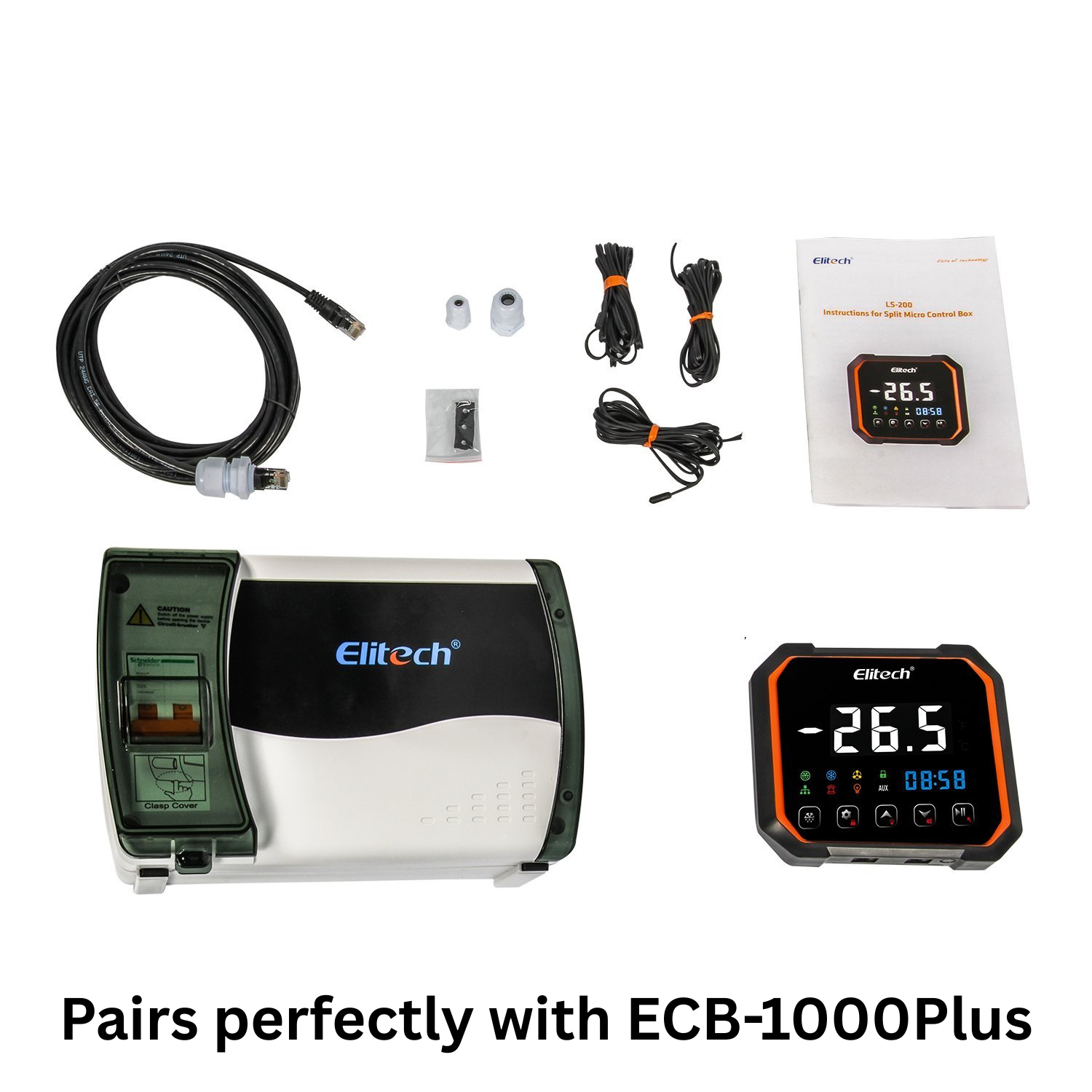 Elitech LS200 WiFi Single-phase Split Plastic Electric Control Panel With Refrigeration 3HP, Defrost, Fan, Light and Alarm Output 100-256VAC WiFi Network, With Temperature & Defrost Probe Sensor, Three-way Digital Inputs, RS-485 & Bluetooth