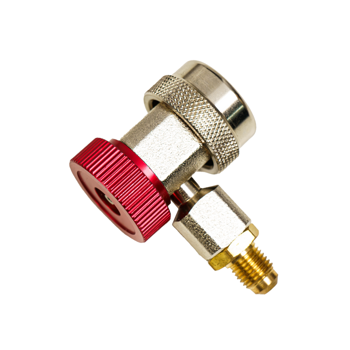 Elitech R134a High Side Quick Coupler — A/C Manifold Adapter, 1/4" SAE, Red, HVAC