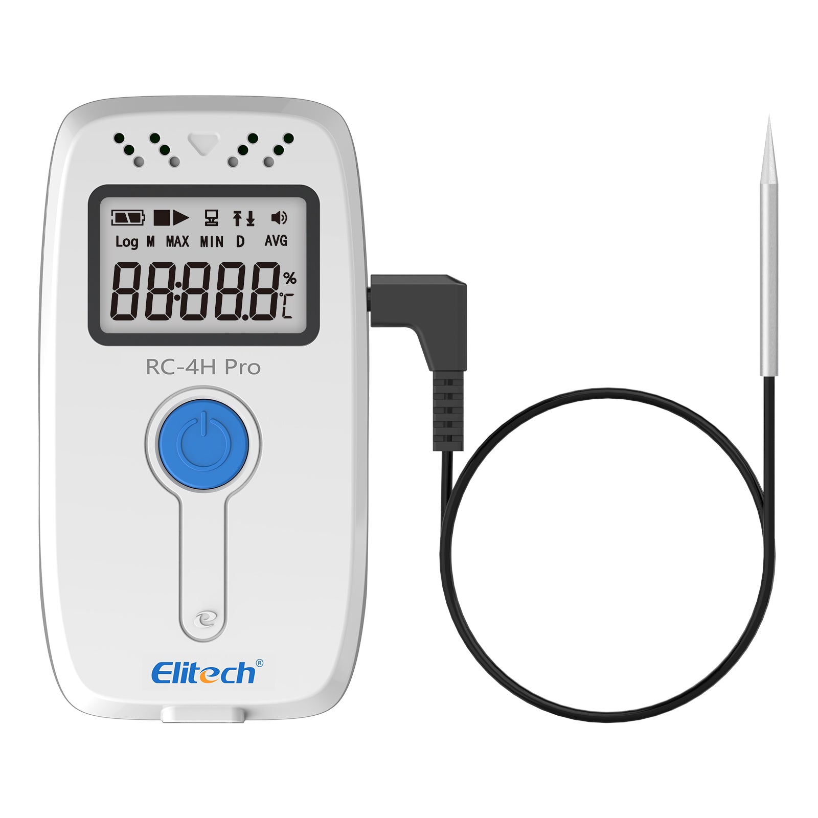 Elitech RC-4H Pro PDF USB Digital Temperature Humidity Data Logger Reuseable Recorder DDL 64000 Points High Accuracy, Shadow Data, Built-in Buzzer, Auto PDF CSV Report, Windows/MacOS Software