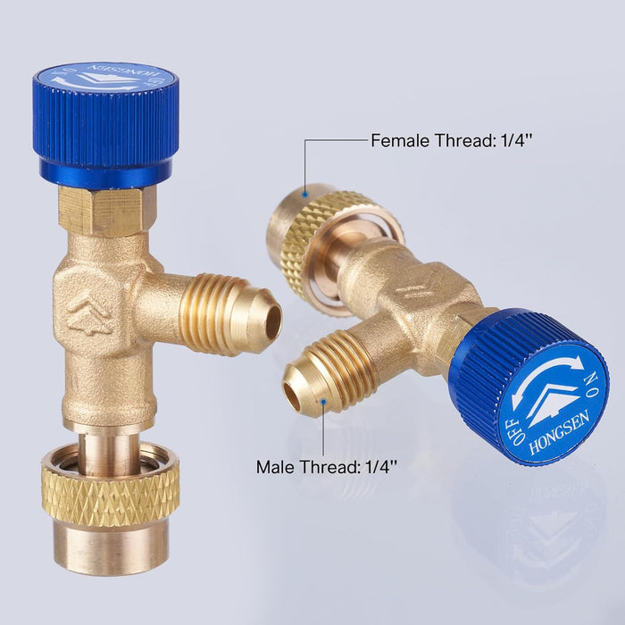 Elitech RCV134a Válvula de seguridad Válvula de carga de refrigerante Válvula de seguridad líquida de latón para R134a R22 R407 R404 1/4 pulg. Macho 1/4 pulg. Hembra Colector de aire acondicionado