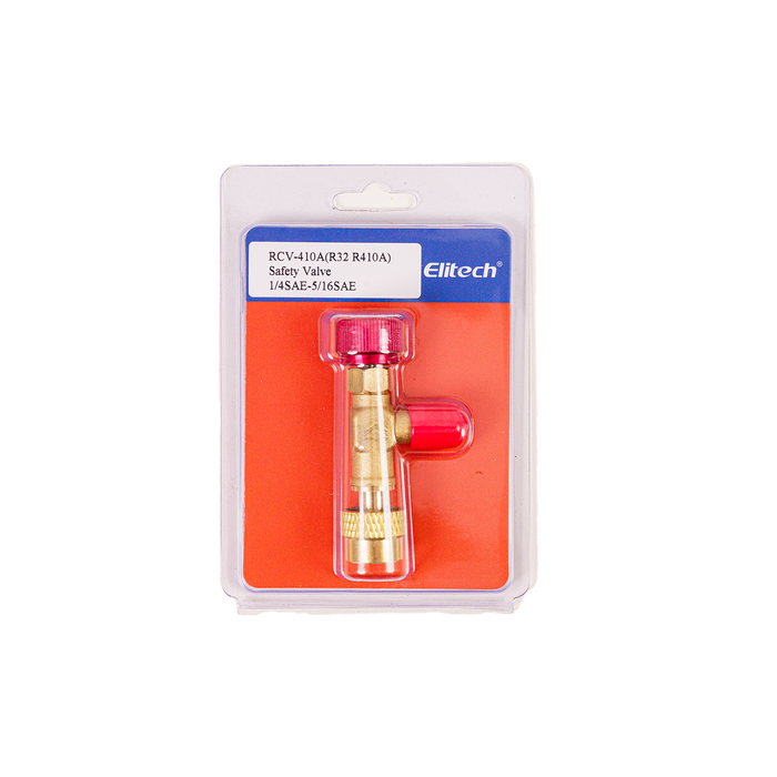 Válvula de seguridad de carga de refrigerante Elitech RCV410A R32 R410a, 1/4" Masculino a 5/16" Conectores hembra de latón de baja pérdida para colector de aire acondicionado R32 R410a