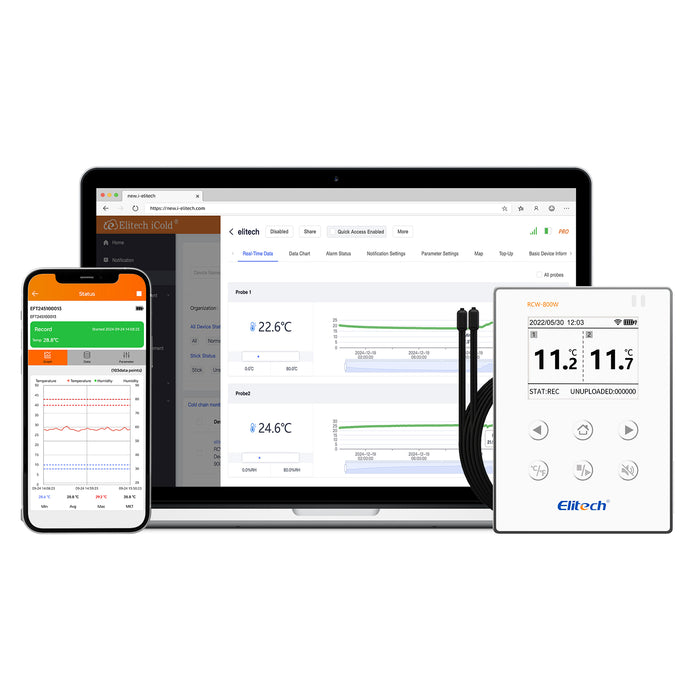 Registrador de datos de temperatura inalámbrico Elitech RCW-800W-TDE, registrador de temperatura remoto WIFI para refrigerador