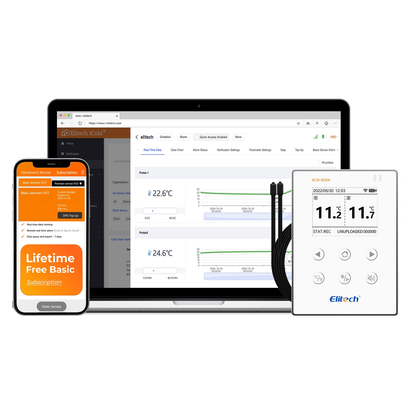 Elitech RCW-800W-TDE Wireless Temperature Data Logger, WIFI Remote Temperature Recorder for Refrigerator