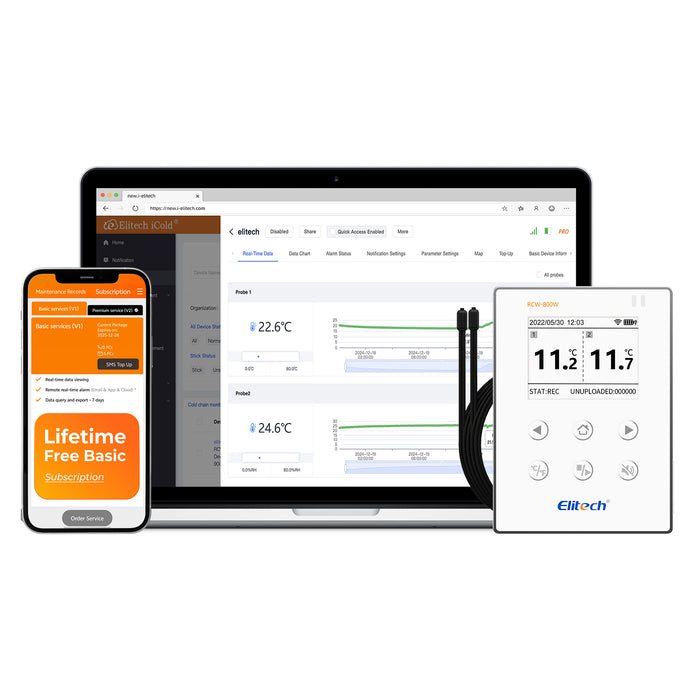 Registrador de datos de temperatura inalámbrico Elitech RCW-800W-TDE, registrador de temperatura remoto WIFI para refrigerador