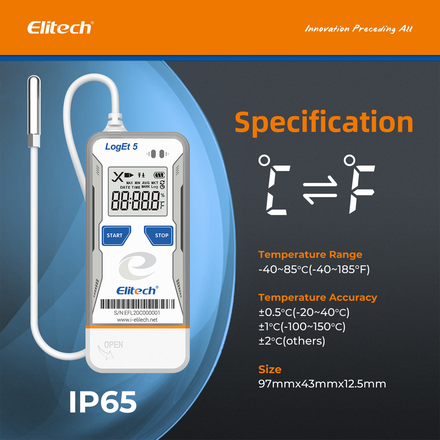 Elitech LogEt 5B Series Bluetooth Temperature Humidity Data Logger ...