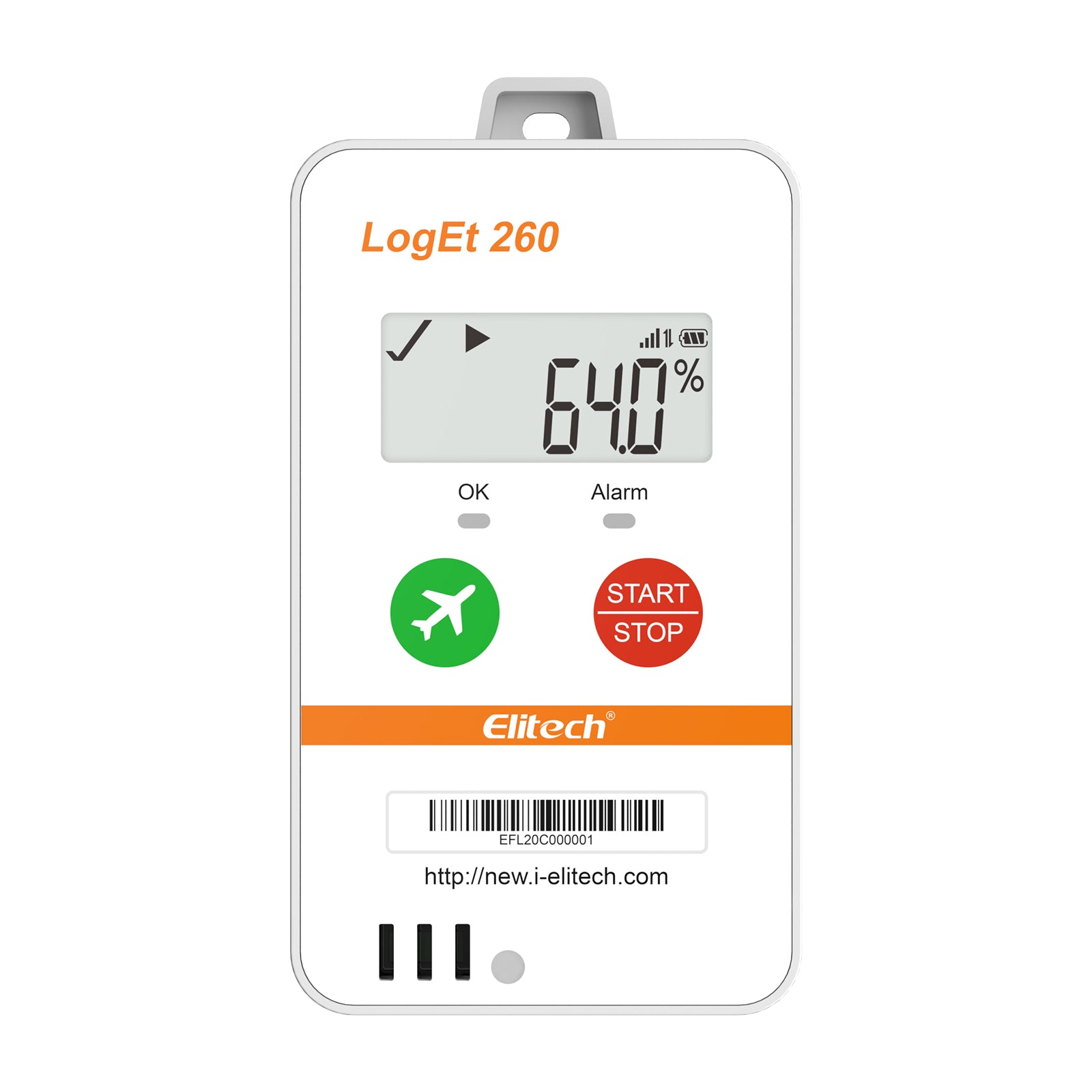 Elitech Loget 260-TH 4G Reusable Real-time Temperature & Humidity Data Logger Light/Shock/Location, Built-in SIM Card, 100000 Points