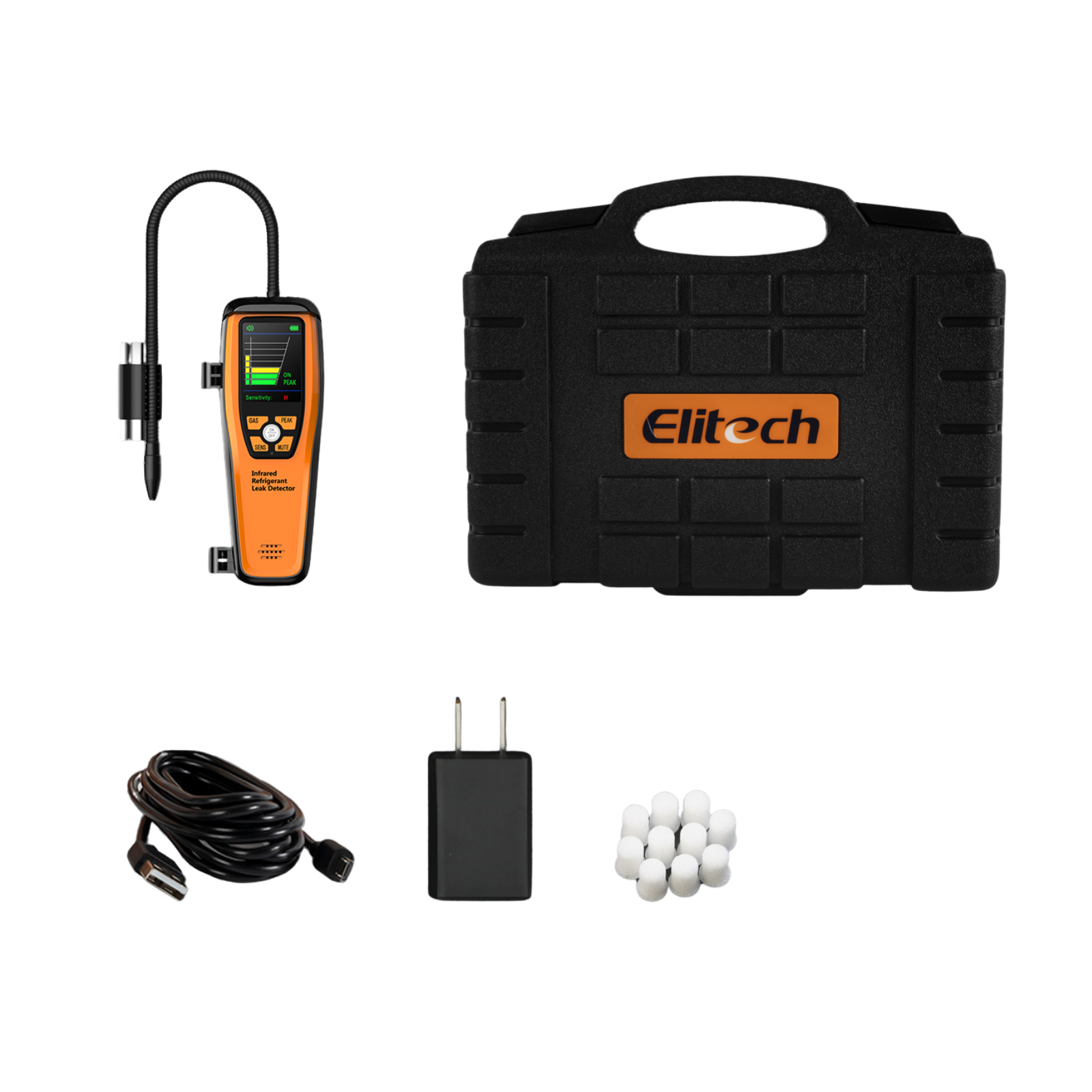 Elitech HVAC Tools Set C - ILD-300 Refrigerant Leak Detector & LMC-310A Refrigerant Scale & EMG-40V Digital Manifold Gauge & V1200 Intelligent Vacuum Pump