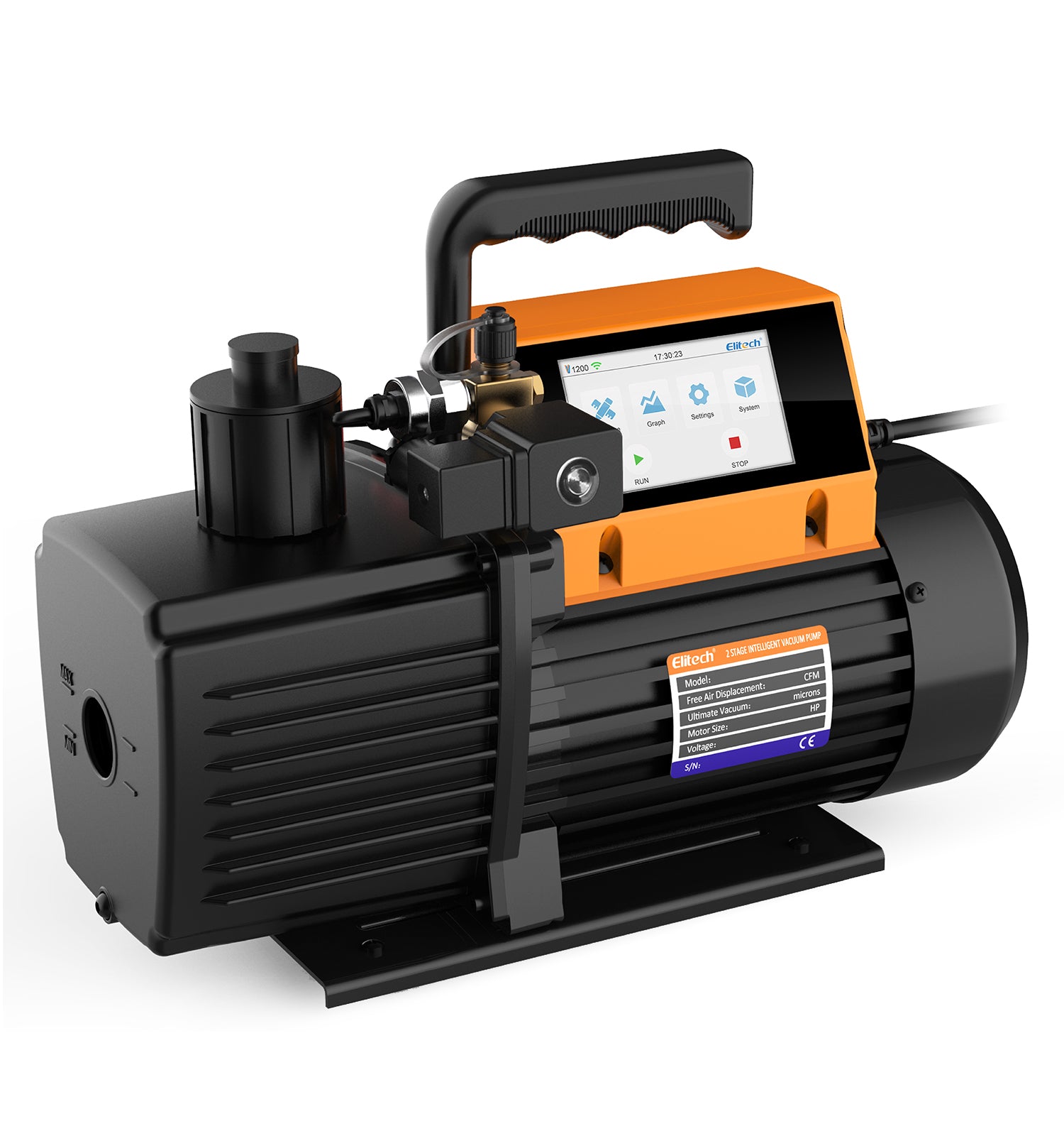 Elitech V1200 220V Intelligent 2-Stage Vacuum Pump 12CFM, 5L/S, APP Control, Data Logging, Smart Control, HVAC Refrigerator Heat Pump Service Tool (oil is not included)