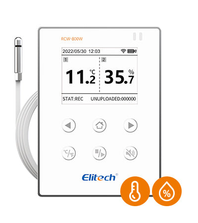 Elitech RCW-800W-THE Enregistreur de données de température et d'humidité sans fil, enregistreur de température et d'humidité à distance WIFI pour réfrigérateur