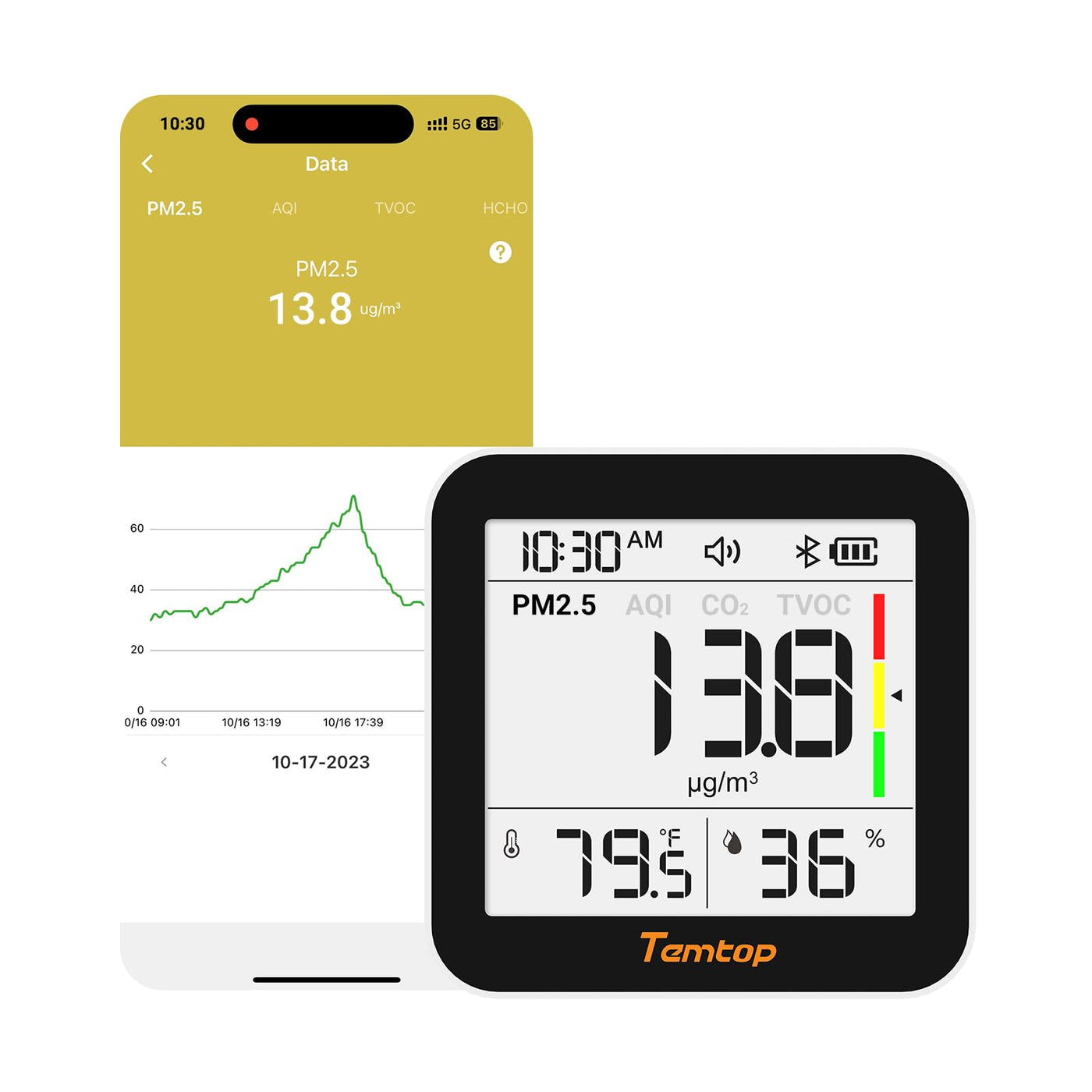 Temtop M10+ Smart Indoor Air Quality Monitor — ElitechEU