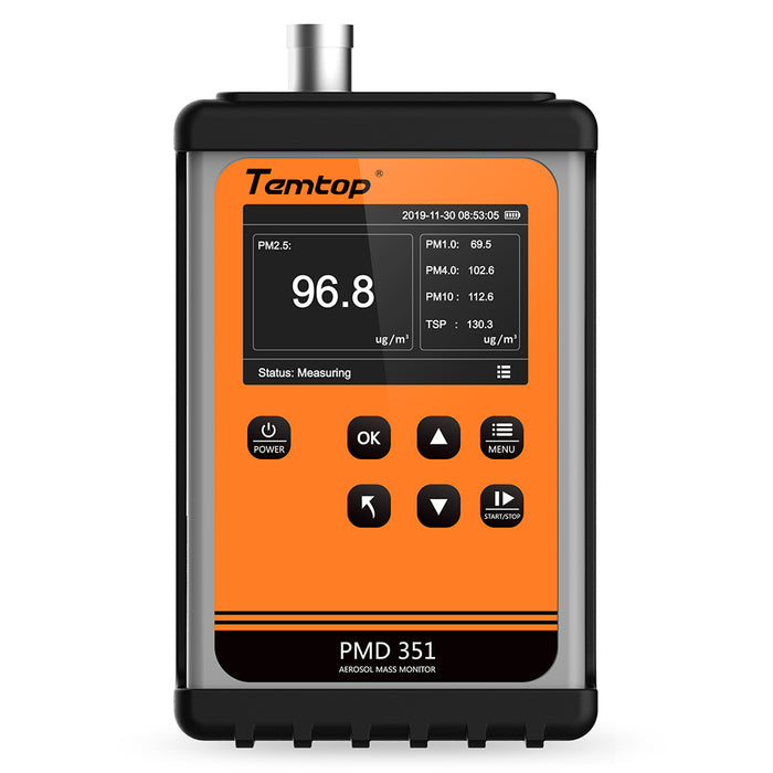 Monitor de aerosol Temtop PMD 351 Contador de partículas portátil, PM1.0, PM2.5, PM4.0, PM10, Monitor TSP, con tipo de comunicación USB o RS-232