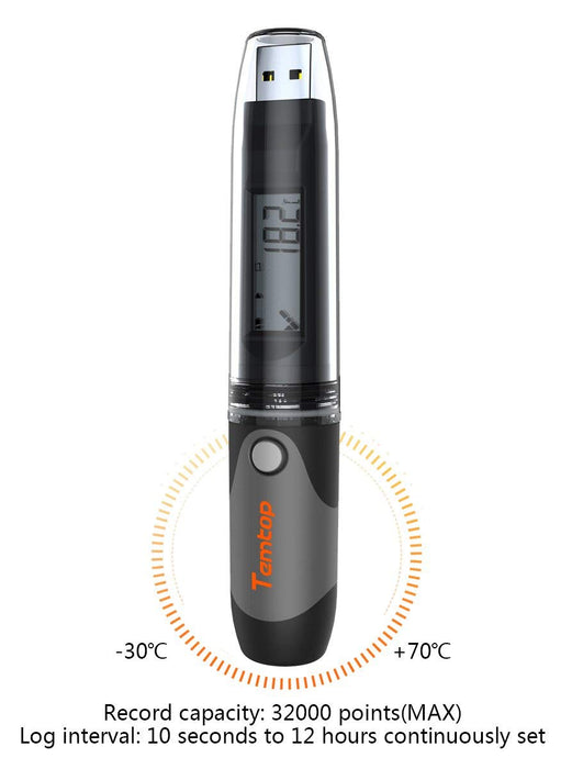 Elitech RC-51 PDF USB Temperature Data Logger Recorder Tester Points Pen Style 32000 Record Points (Black)