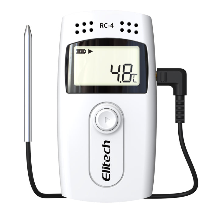 Registrador de datos de temperatura Elitech, RC-4 Grabador USB con sensores dobles Pantalla LCD Zumbador Alarma 16000 Lecturas
