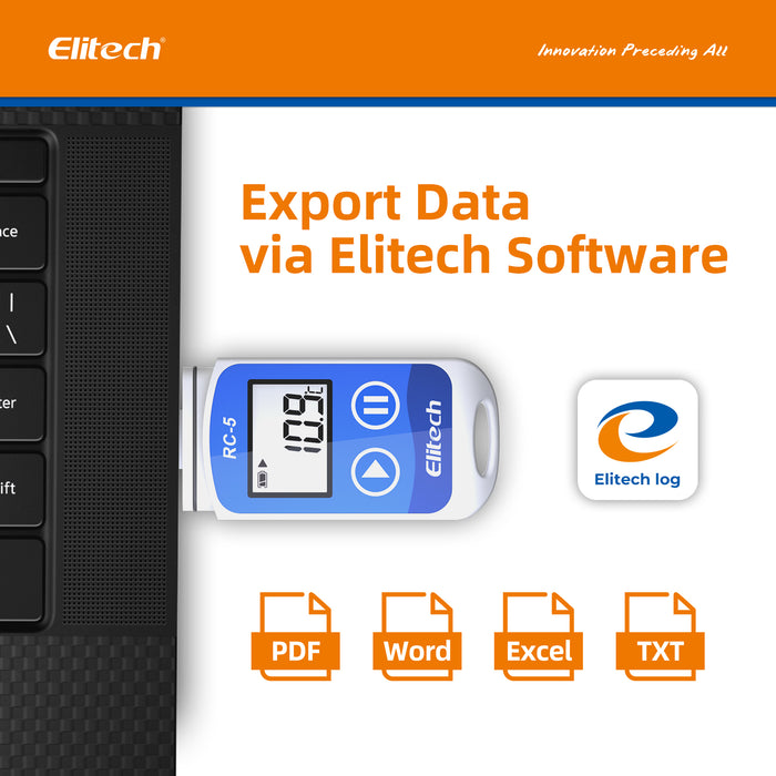 Elitech RC-5 Temperaturdatenlogger, Datenrekorder, USB 2.0-Grafikbericht, 32000 Punkte mit internem Sensor