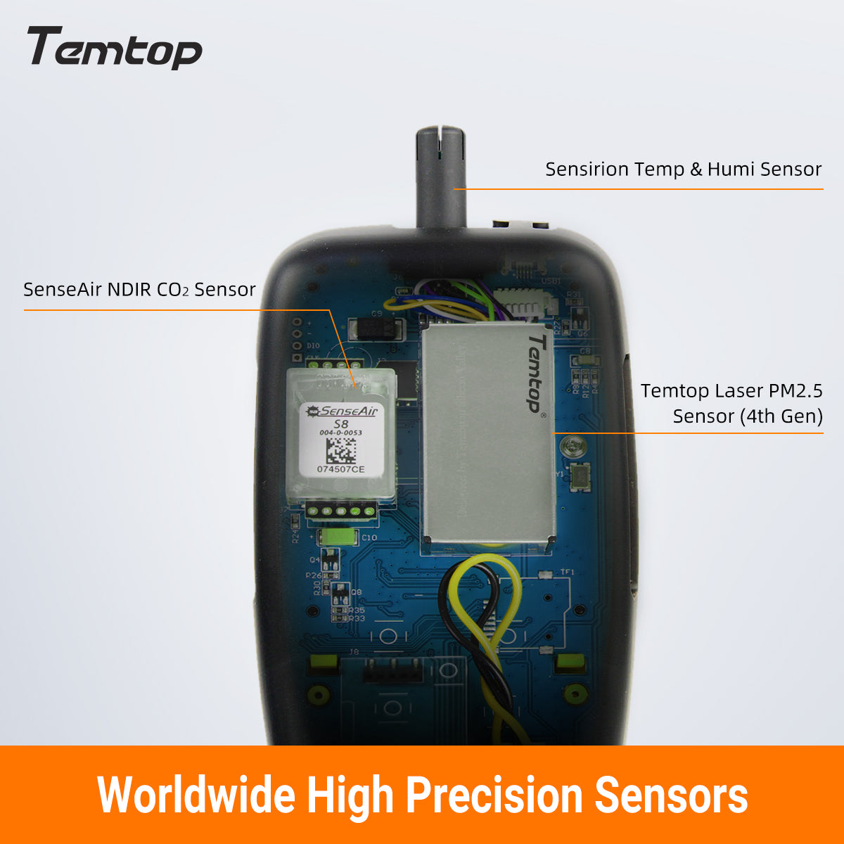 Temtop M2000C 2nd CO2 Air Quality Monitor for CO2 PM2.5 PM10 Particles Detector Temperature Humidity Display Audio Alarm Recording Curve, Data Export