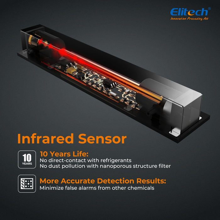 Elitech ILD-100 Détecteur de fuite de réfrigérant électronique HVAC, détecteur de fuite de fréon, capteur infrarouge jusqu'à 10 ans de durée de vie, 4 g/an