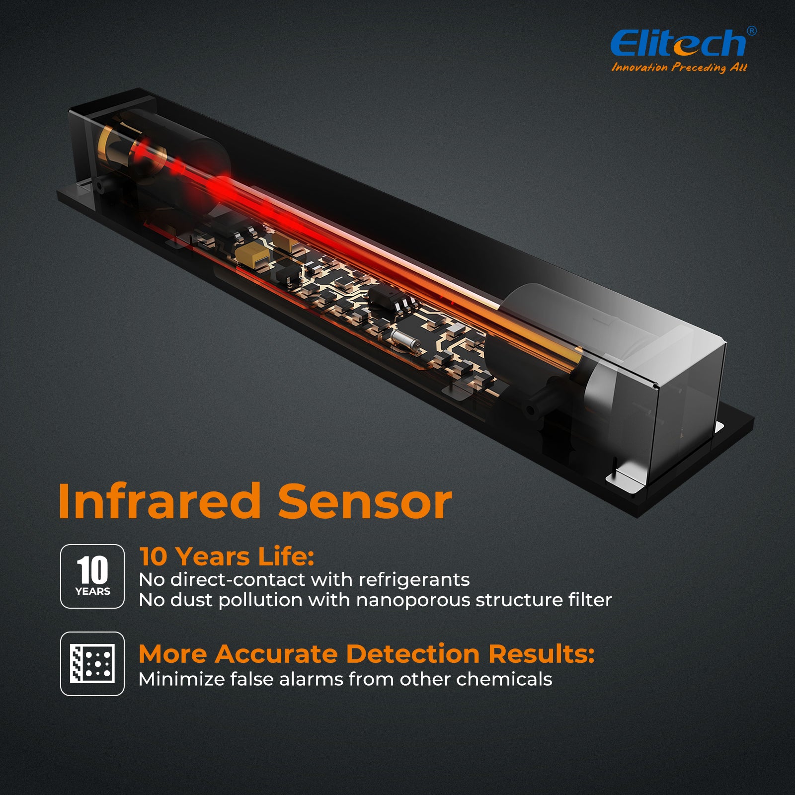 Elitech ILD-200 Electronic Refrigerant Heat Pump Leak Detector HVAC, Freon Leak Detector, Infrared Sensor up to 10 years' service life, 4g/yr, PEAK Record