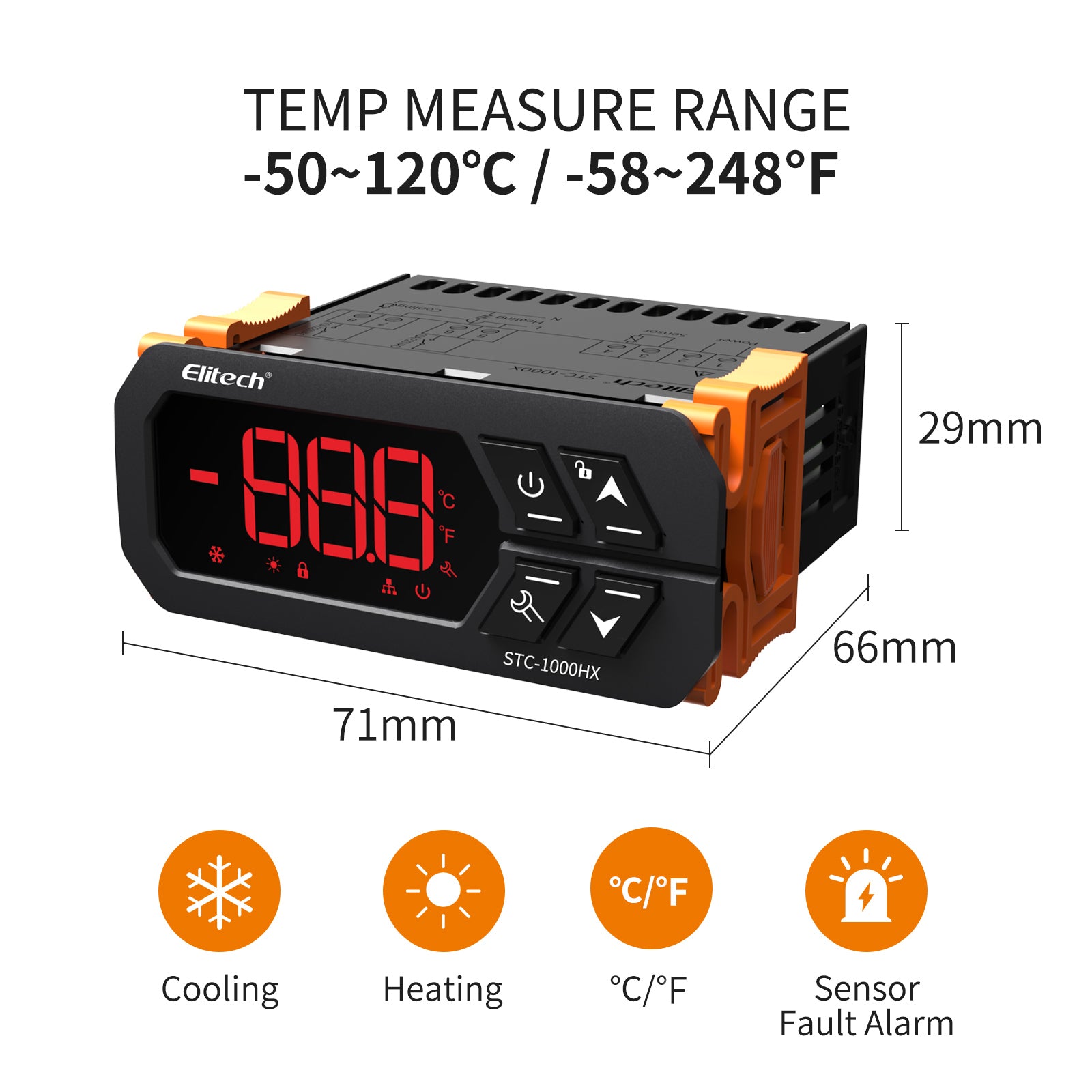 Elitech STC-1000HX Temperature Controller Thermostat, Upgrade STC-1000, Automatic Switch Cooling and Heating, 220V