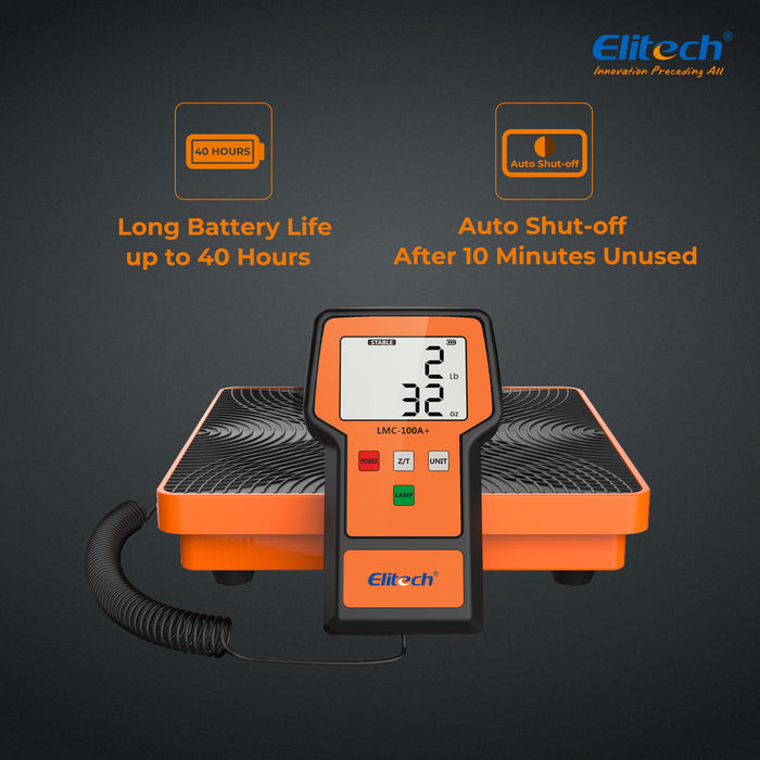 Elitech LMC-100F+ Refrigerant Scale Digital HVAC Charging Recovery Scale 110Lbs/50Kg, Resolution 2g