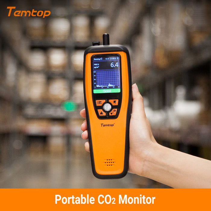 Temtop M2000C 2. CO2-Luftqualitätsmonitor für CO2 PM2,5 PM10-Partikeldetektor, Temperatur- und Luftfeuchtigkeitsanzeige, Audioalarm, Aufzeichnungskurve, Datenexport