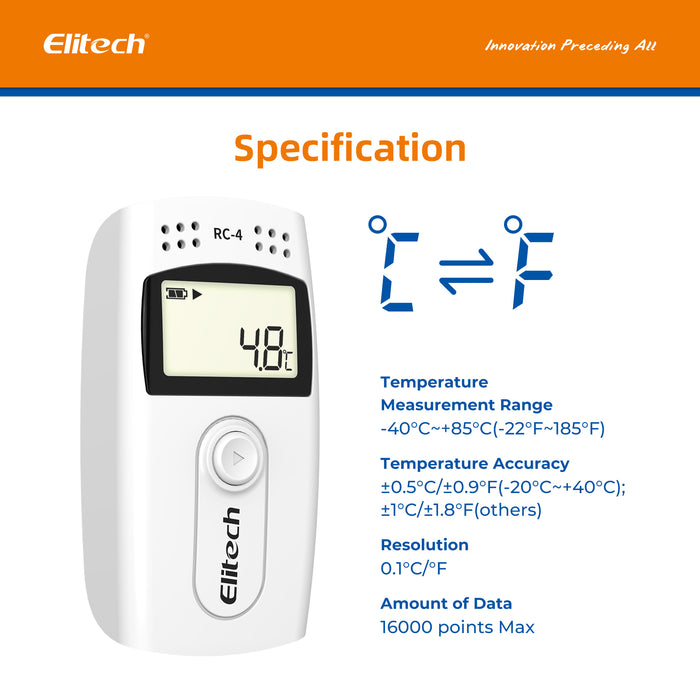 Enregistreur De Température/humidité Elitech 4G + WiFi - Surveillance En Temps Réel, Cloud, Sondes Interchangeables