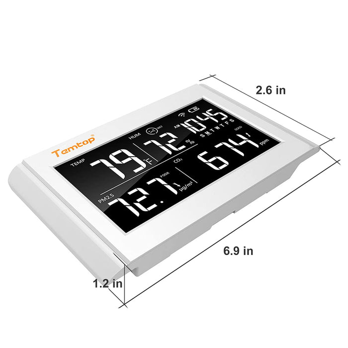 Temtop P20C Indoor Air Quality Monitor - Measure PM2.5 CO2 Temperature Humidity