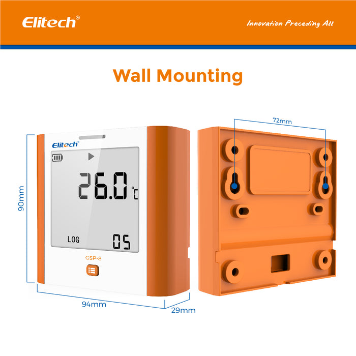 Elitech GSP-8 Wall Mounted Temperature & Humidity Digital Data Logger