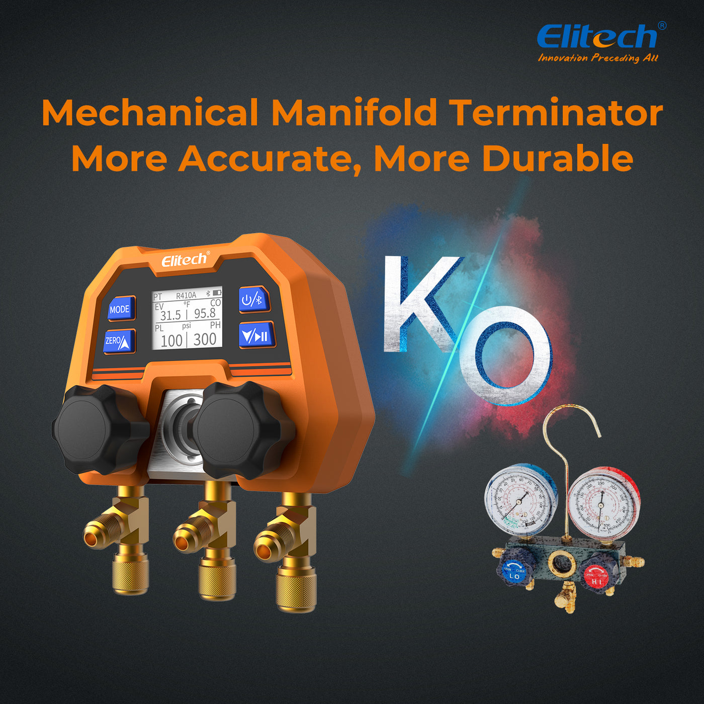Elitech DMG-4B Digital Manifold Gauge App Control AC Heat Pump Gauges ...