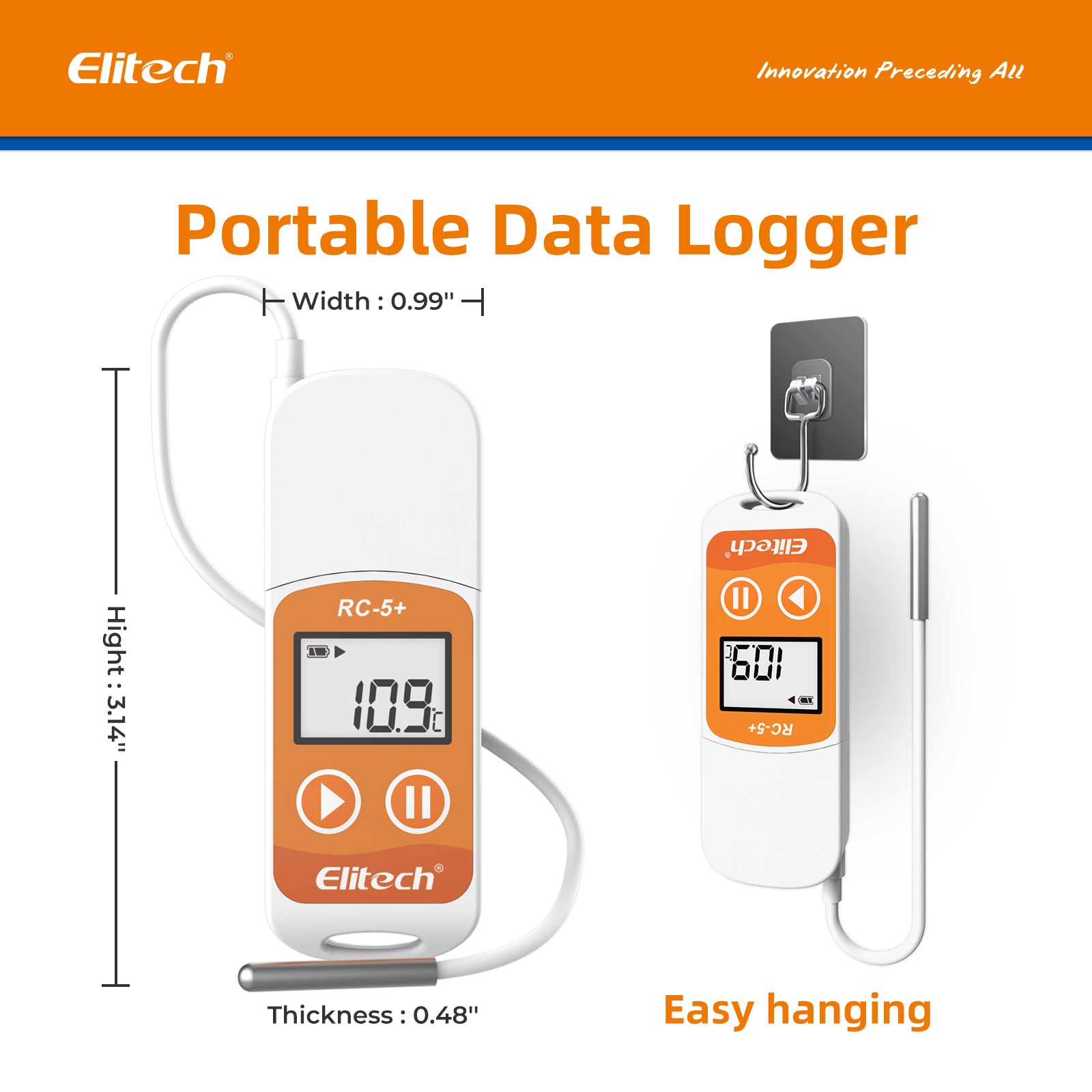 Elitech RC-5+ TE PDF USB Temperature Data Logger with External Probe -40℃~85℃
