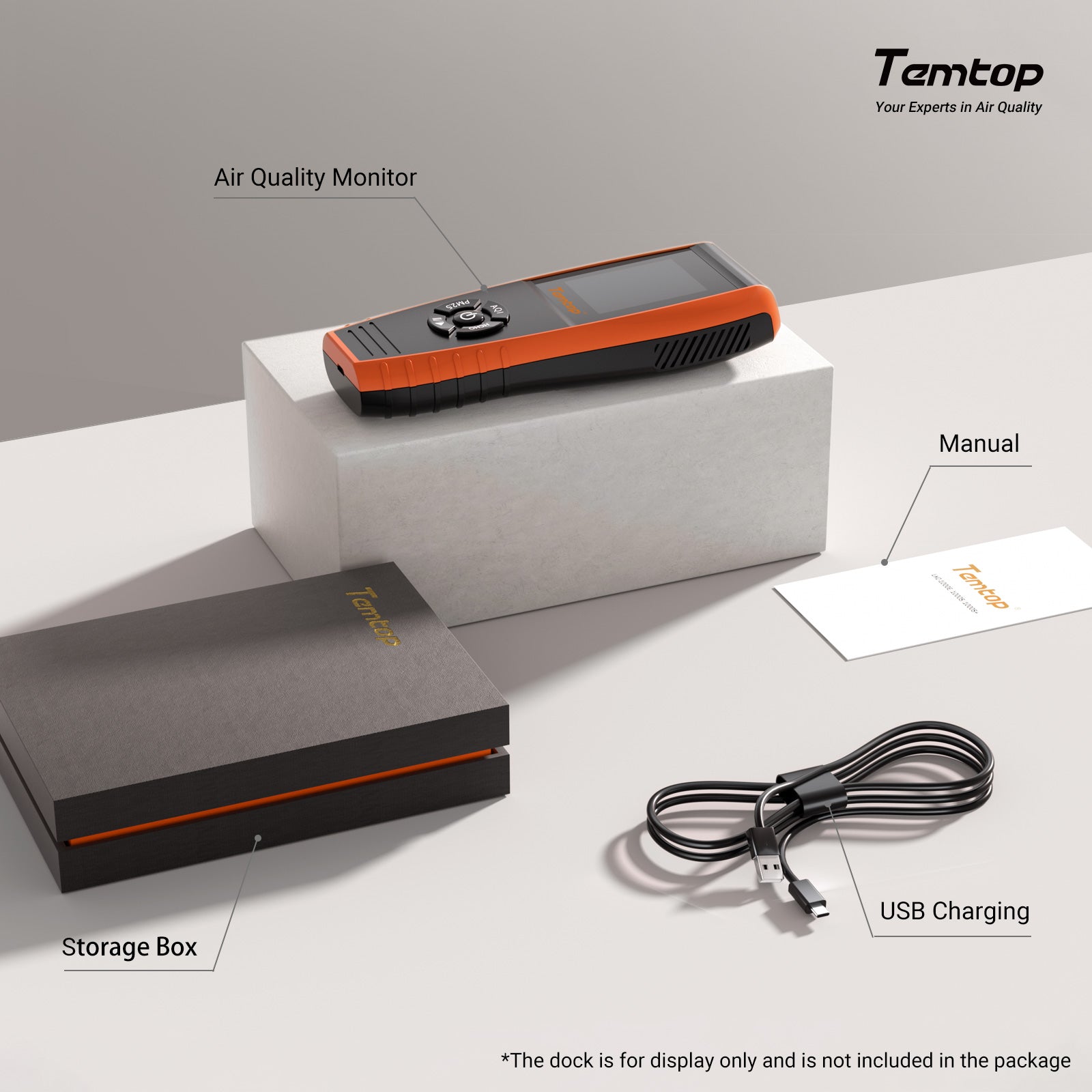 Temtop LKC-1000S+ 2nd Air Quality Monitor, Data Export PM2.5 PM10 HCHO AQI Particles VOCs Humidity and Temperature