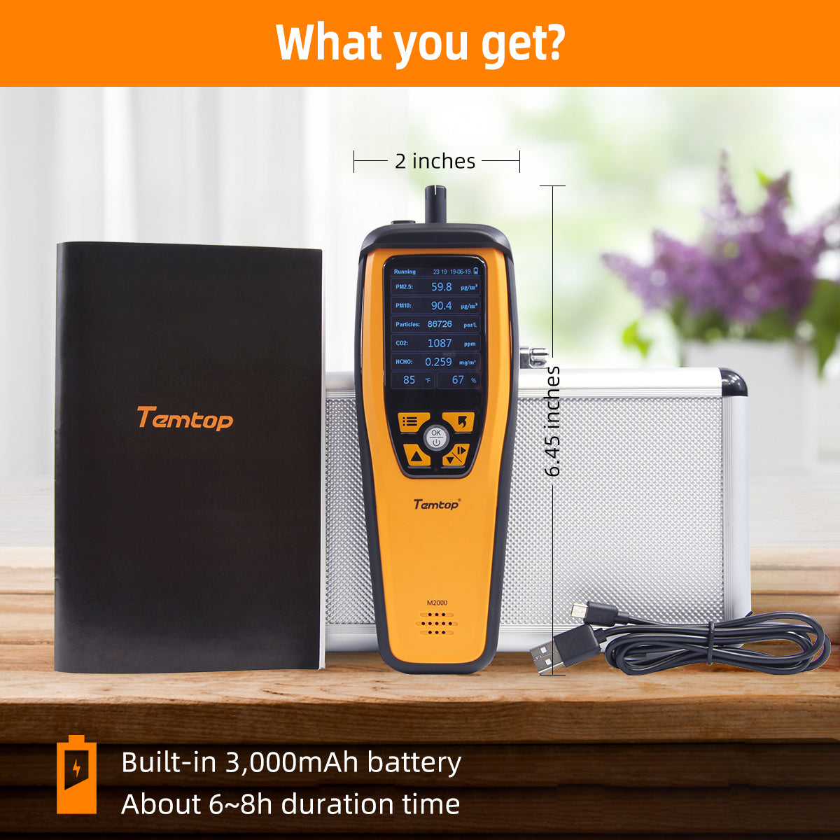 Temtop M2000 2nd CO2 Air Quality Monitor, Air Quality Detector for PM2.5 PM10 Particles CO2 HCHO
