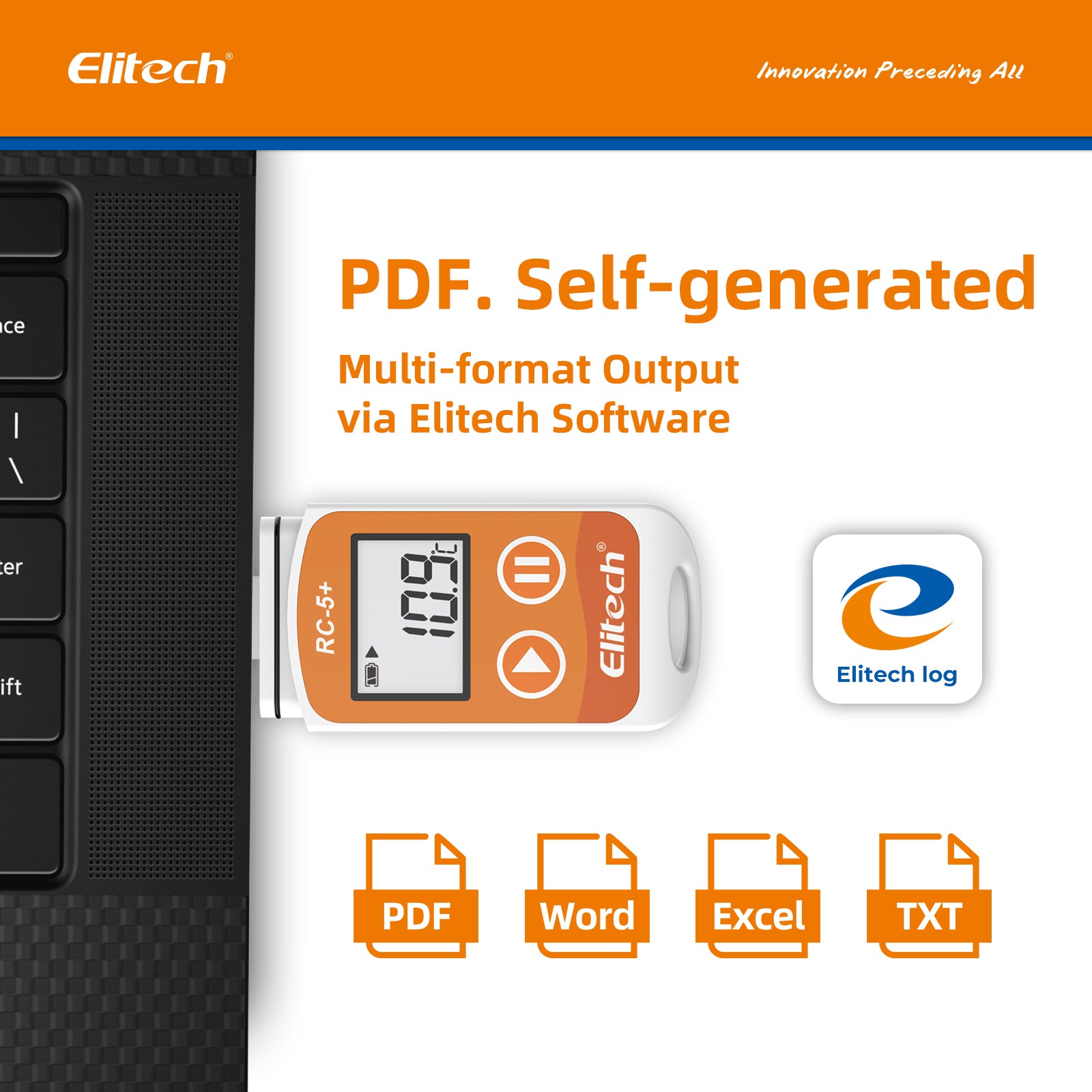 Elitech RC-5+ TE PDF USB Temperature Data Logger with External Probe -40℃~85℃