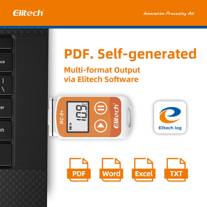 Elitech RC-5+ TE PDF USB-Temperaturdatenlogger mit externer Sonde -22℉~158℉
