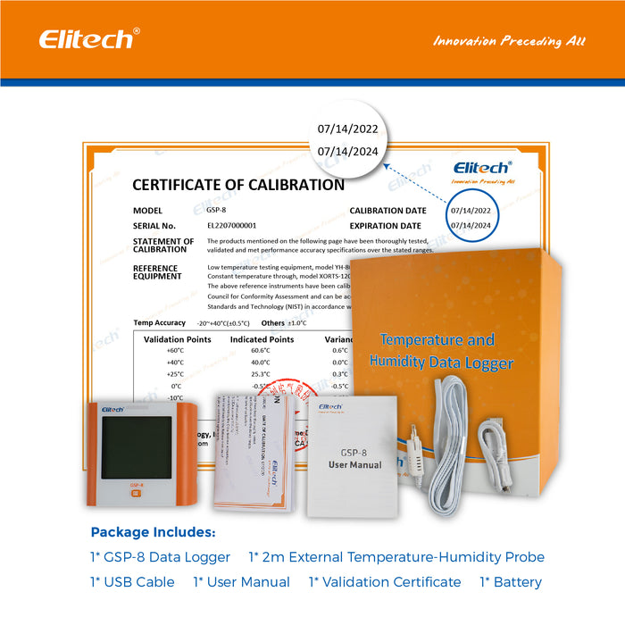 Registrador de datos digital de temperatura montado en la pared Elitech GSP-8