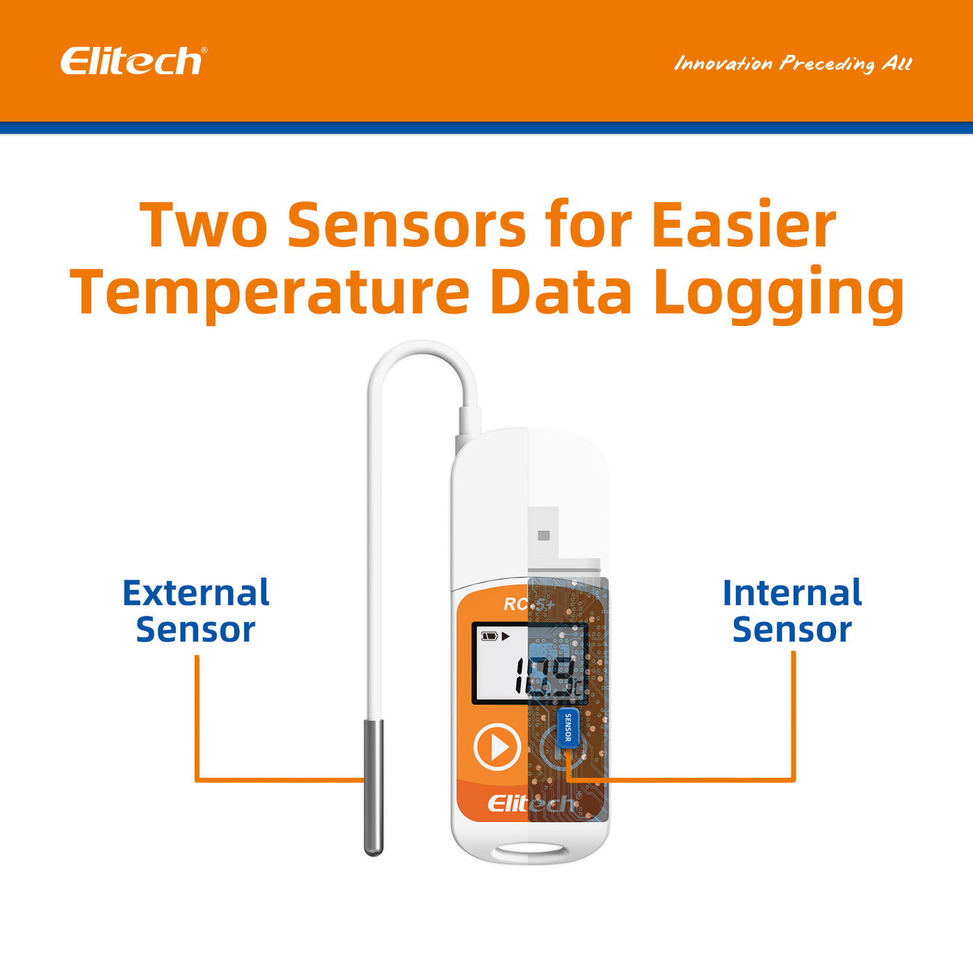 Elitech RC5+ TE PDF USB Temperature Data Logger with External Probe