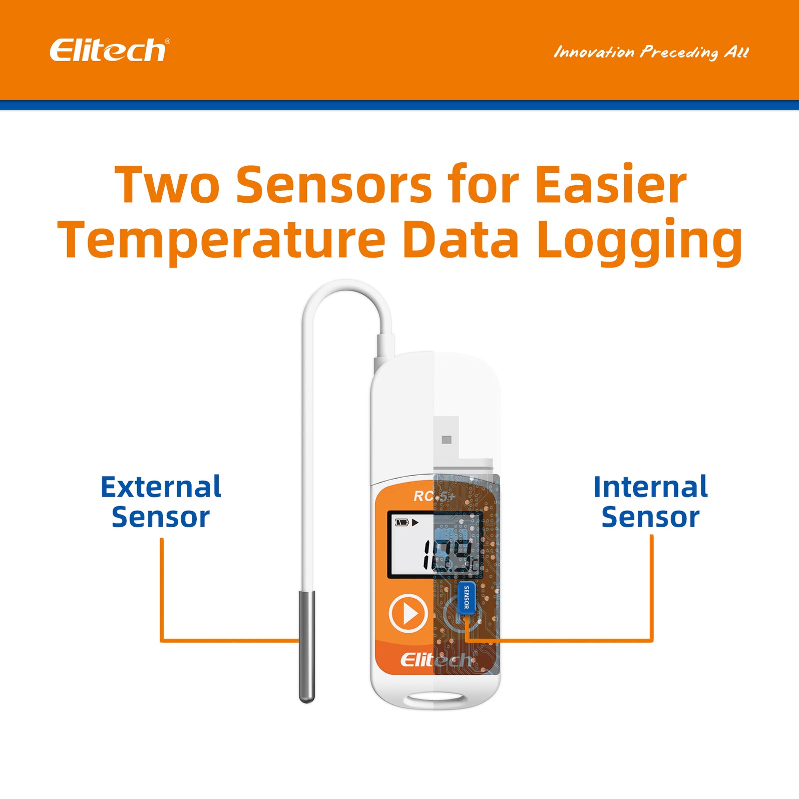 Elitech RC5+ TE PDF USB Temperature Data Logger with External Probe