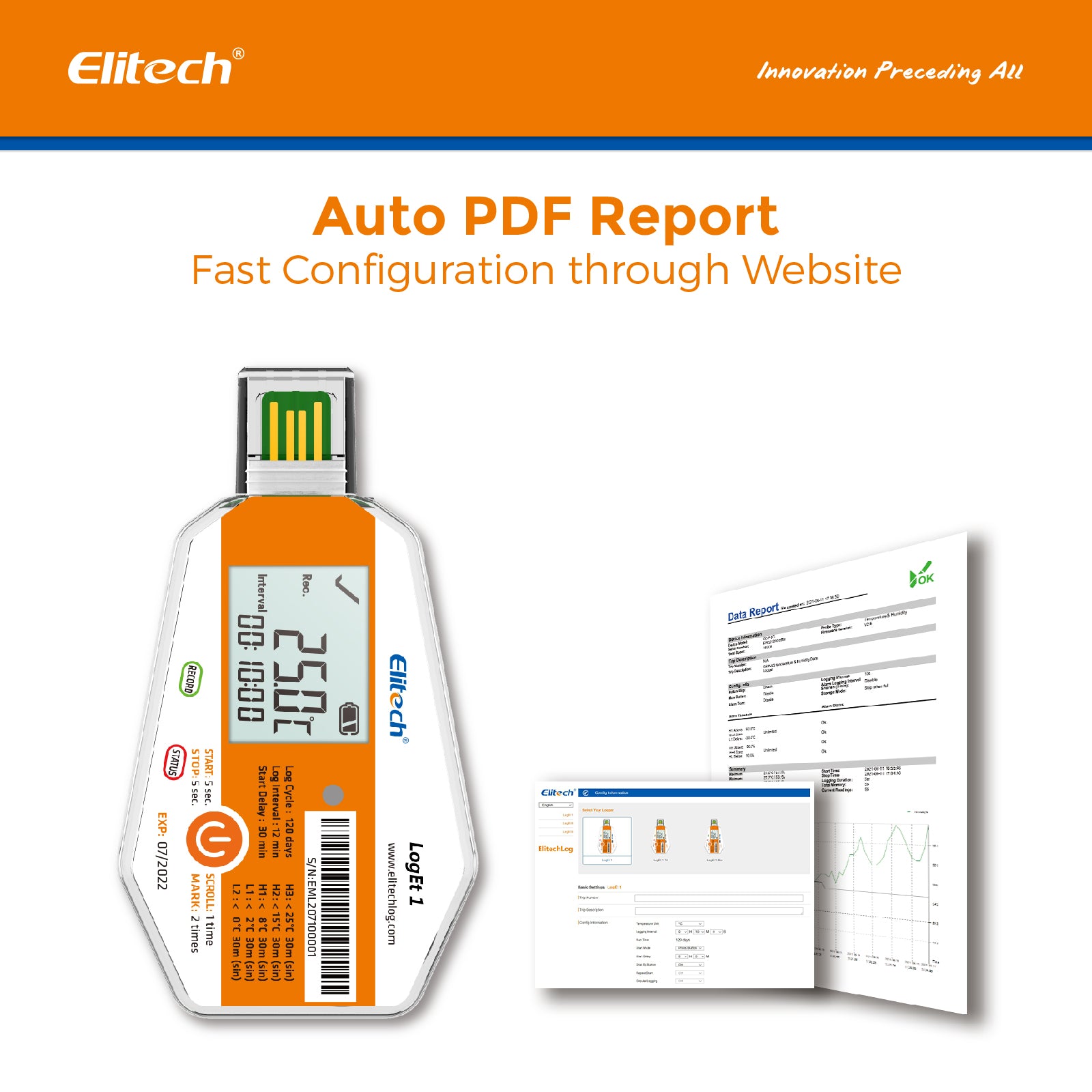 Elitech LogEt-1 Single Use Temperature Data Logger, Vaccine and Pharmaceutical Data Logger, Disposable Temperature Recorder for Vaccine and Pharmaceutical