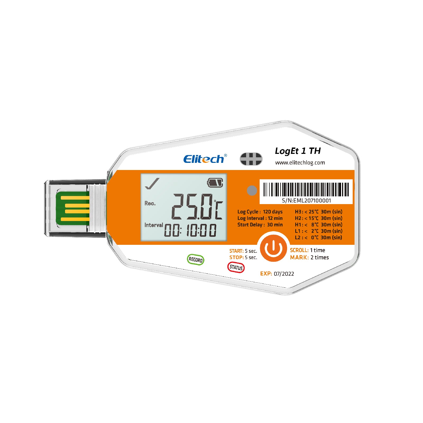 Elitech LogEt-1TH Single Use Temperature and Humidity Data Logger, Vaccine and Pharmaceutical Data Logger, Disposable Temperature Recorder for Vaccine and Pharmaceutical