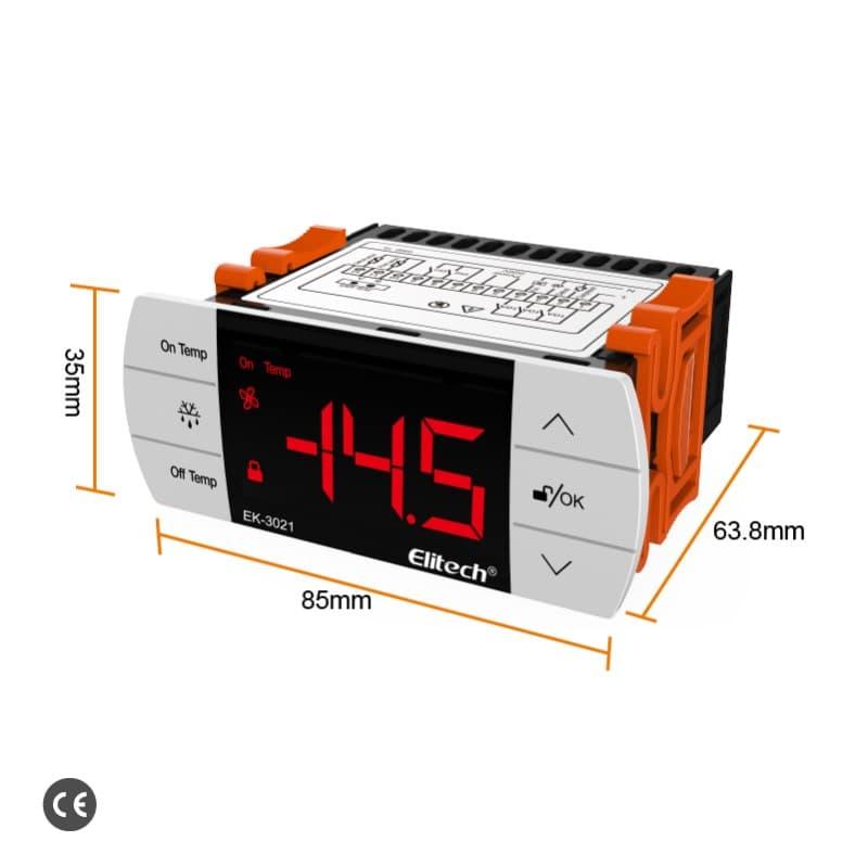 Elitech EK-3021 Two-way Output Digital Temperature Controller Refrigeration System with Defrost Mode, With Temperatue Sensor and Evaporator Defrost Sensor, Touch-Key - ElitechEU