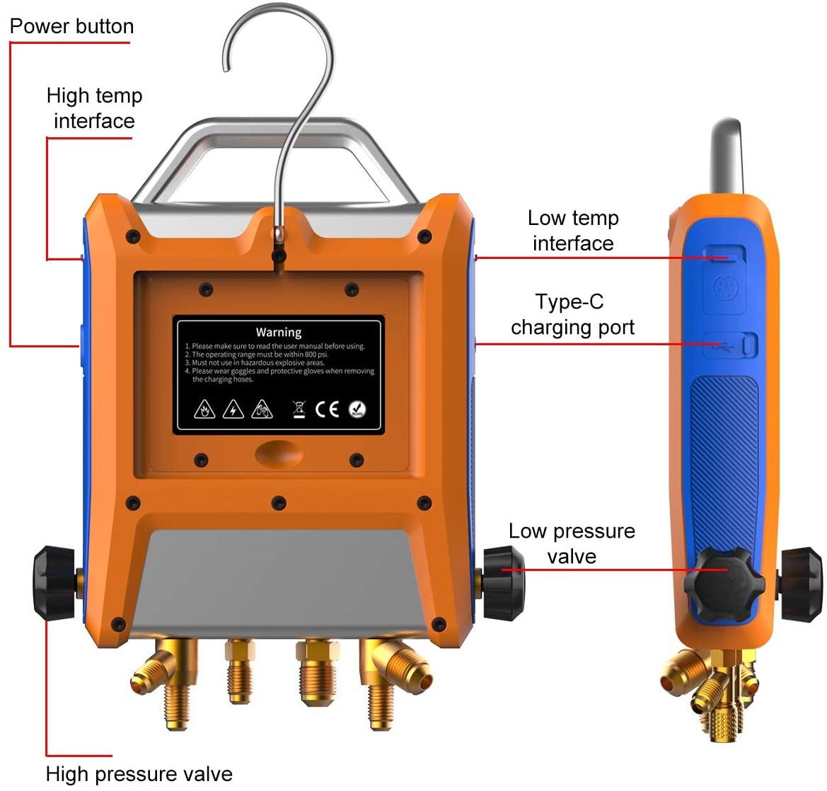 Elitech EMG-40V Intelligent 4 Valves Digital Manifold with 5” Smart Touch Screen - ELITECH UK