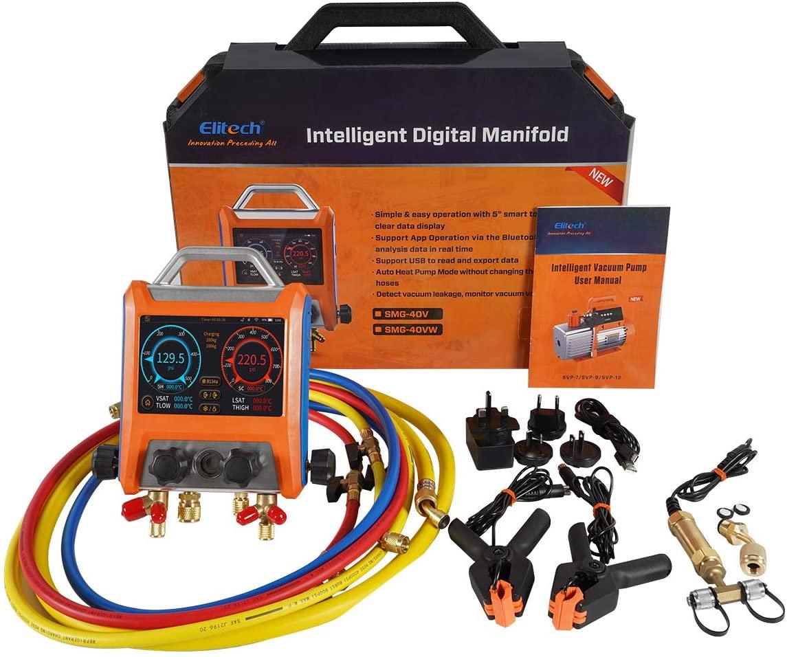 Elitech EMG-40V Intelligent 4 Valves Digital Manifold with 5” Smart Touch Screen - ELITECH UK