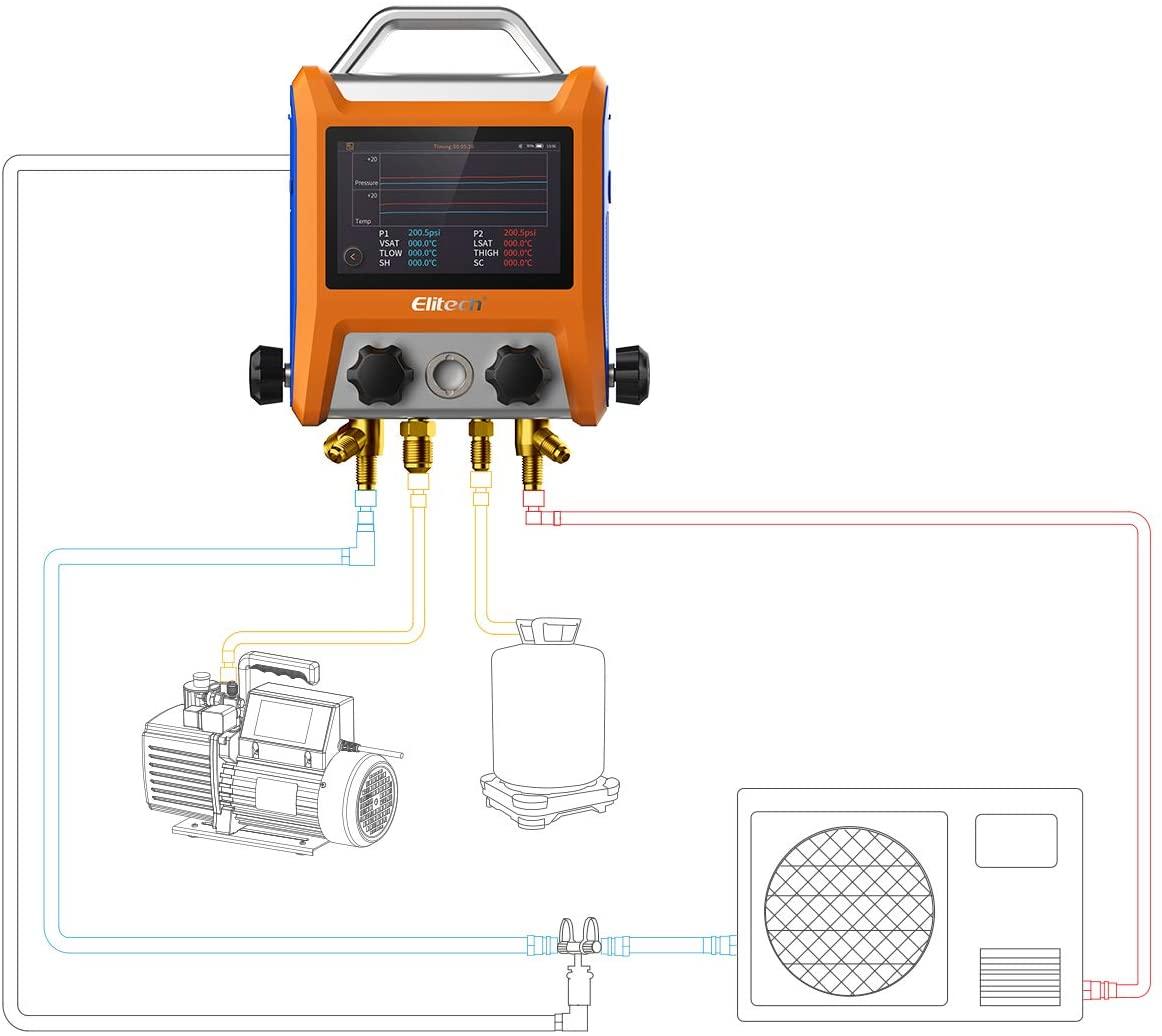 Elitech EMG-40V Intelligent 4 Valves Digital Manifold with 5” Smart Touch Screen - ELITECH UK