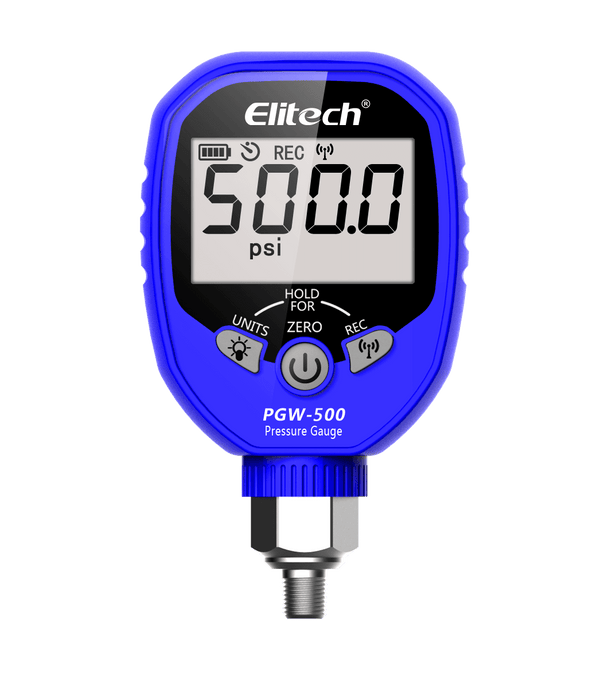 Elitech PGW-500 Wireless Refrigerant Manifold HVAC Digital Pressure Gauge with Demountable Temperature Test Clip - ELITECH UK