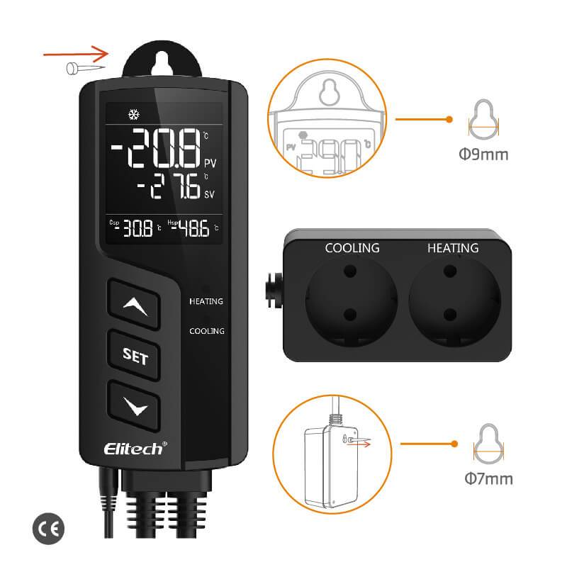 Elitech STC-1000Pro Temperature Controller Thermostat Automatic Switch Cooling and Heating, Prewired - Just Plug and Play, Wall-mounted - Elitech UK