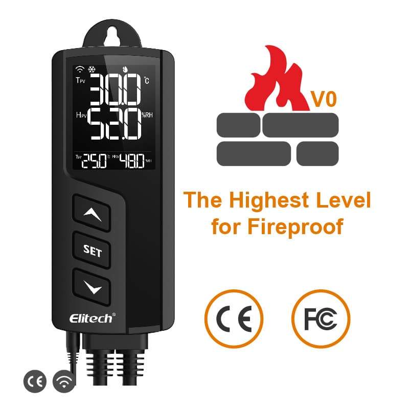 Elitech STC-1000WiFi TH Intelligent Temperature and Humidity Controller, Prewired - Just Plug and Play, WiFi Wireless Remote Control, Wall-mounted - Elitech UK