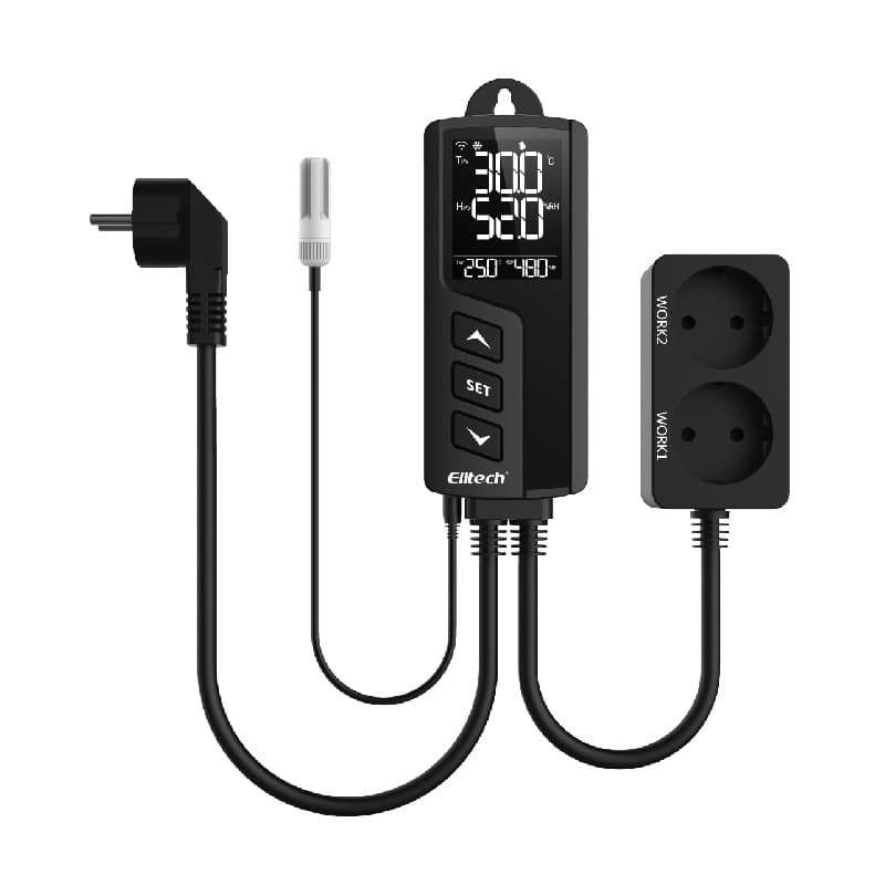 Elitech STC-1000WiFi TH Intelligent Temperature and Humidity Controller, Prewired - Just Plug and Play, WiFi Wireless Remote Control, Wall-mounted - Elitech UK