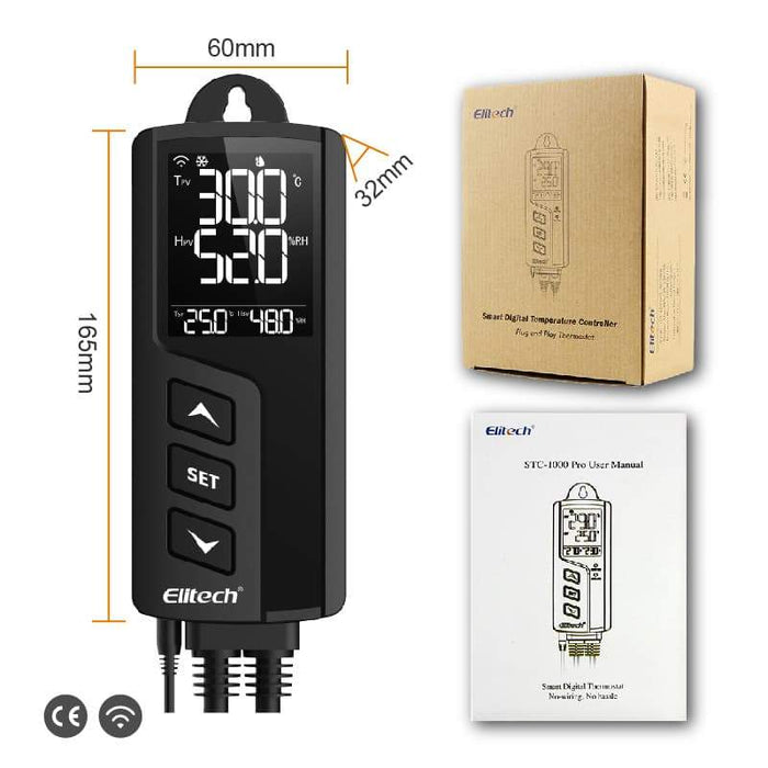 Elitech STC-1000WiFi TH Intelligent Temperature and Humidity Controller, Prewired - Just Plug and Play, WiFi Wireless Remote Control, Wall-mounted - Elitech UK