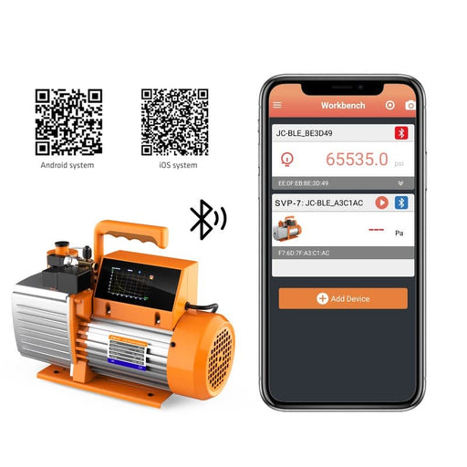 Elitech SVP-7 Intelligent 2-Stage Vacuum Pump, 7CFM,3S/L, APP Control, Data Logging, Smart Control, HVAC Refrigerator Auto Air Condition Service Tool - Elitech UK