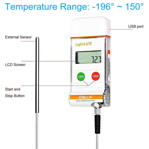 Elitech Ultra-low Temperature Data Logger -320.8℉~302℉ LogEt 8 UTE - Elitech UK