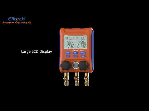 Elitech LMG-10 Refrigeration Heat Pump Digital Manifold Gauge Set, High-Precision Pressure Temperature Vacuum Leakage Tester Dignostic Meter Kit